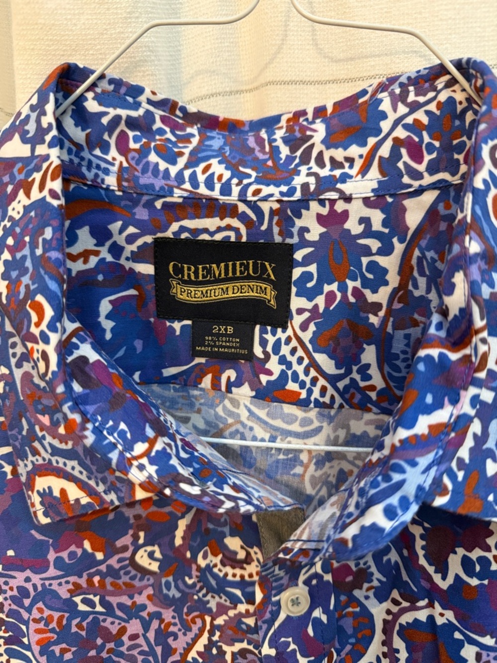 Daniel Cremieux Blue Paisley Button-Down Shirt with Brown Accents - Picture 2 of 3
